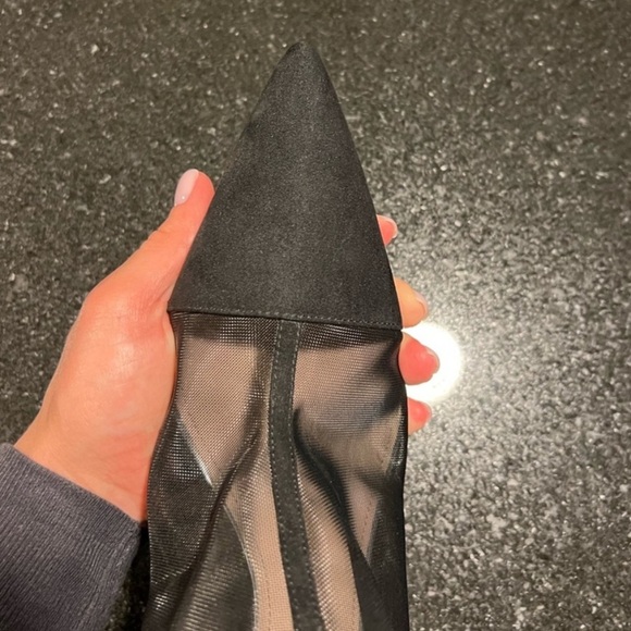 Zara NWOT Black Mesh Net Pointed Toe High Heel Booties Ankle Boots - Picture 9 of 10